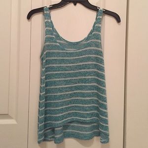 Teal and white striped tank top