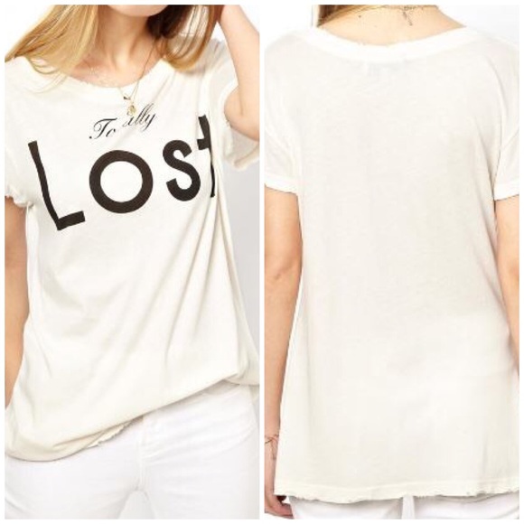 WILDFOX "TOTALLY LOST" JERSEY CREAM TOP - Picture 4 of 4