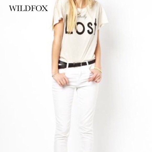 WILDFOX "TOTALLY LOST" JERSEY CREAM TOP - Picture 3 of 4