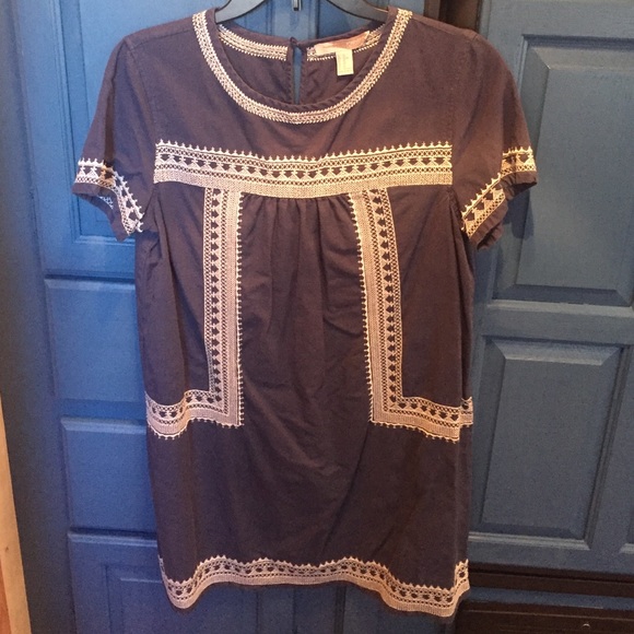 Adorable Blue Dress with White Stitching - Picture 1 of 1