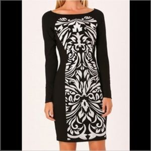 HALE BOB BIRDSEYE KNIT EMBROIDERED SHEATH DRESS