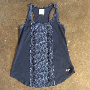 Navy blue hollister tank top with lace