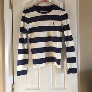 Navy blue&white stripe longsleeve Ralph Lauren top