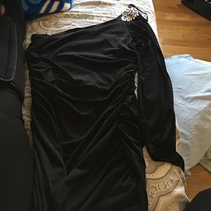 One sleeve dress see thru sleeve