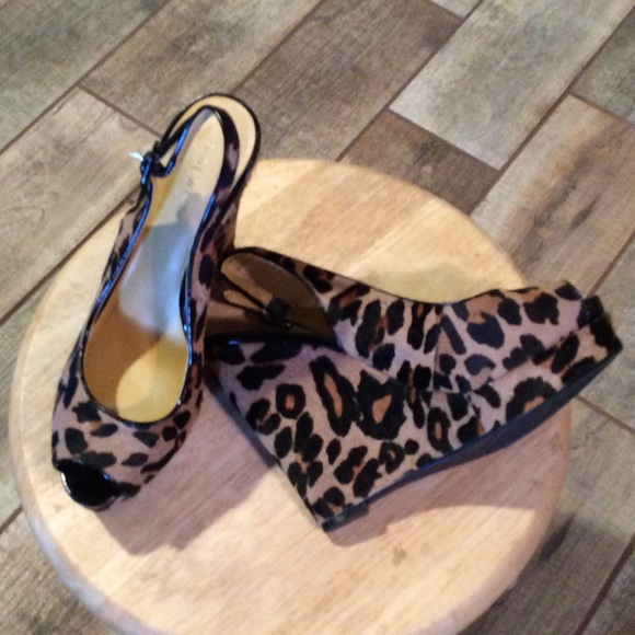 Leopard Pony Hair Sling Back Wedges