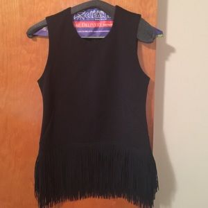 J Crew black fringe tank top
