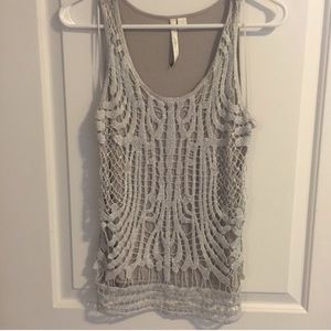 MOVING! Final price! Silver Grey Crochet Lace Tank