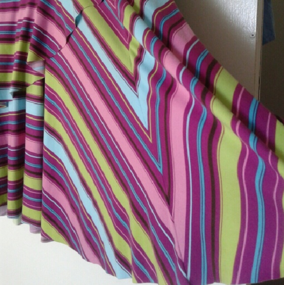 Multicolor striped skirt with tie belt - Picture 2 of 4