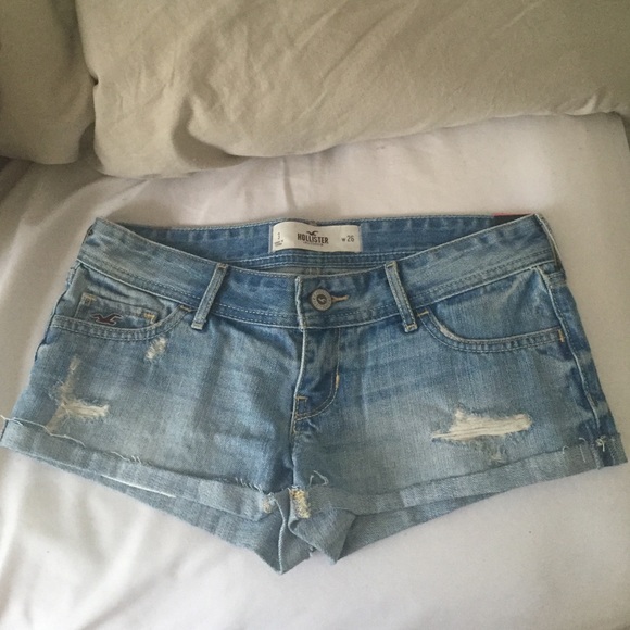 Light Wash Destroyed Denim Shorts