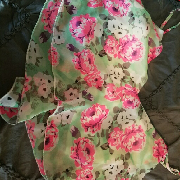 Green and pink crop top