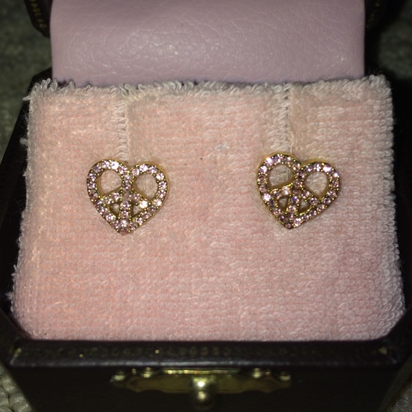 Juicy Couture gold heart pink stoned earrings