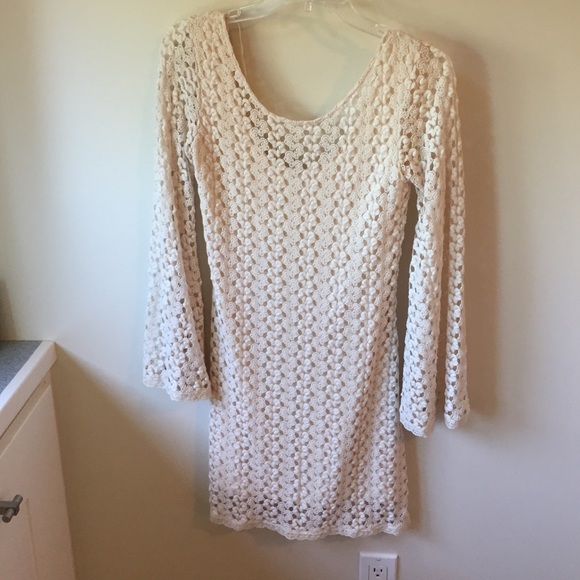 Free People Cream Belle Sleeve Dress