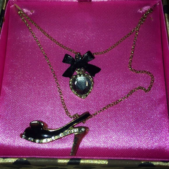 Betsey Johnson double chain and charm necklace