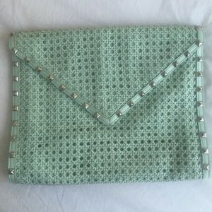 Rebecca Minkoff teal envelope clutch
