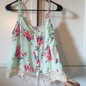 Charlotte Russe Floral/Lace Tank