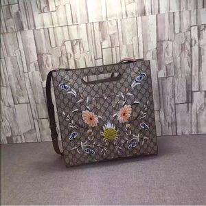 Gucci Women Flower Design Embroidered Shoulder Bag
