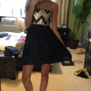 Gold and Black Chevron Dress