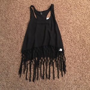 Forever 21 Black Fringe Top NWT