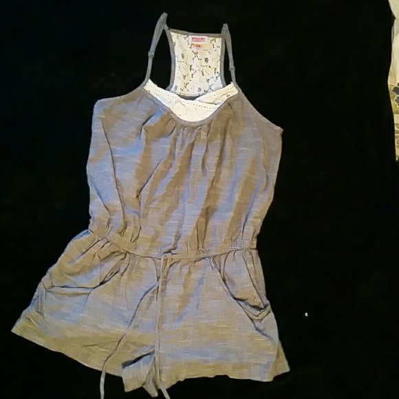 Gray and Lace Romper