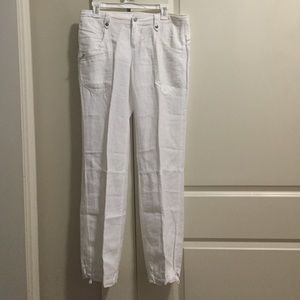 Athleta white linen pants never worn size 8.