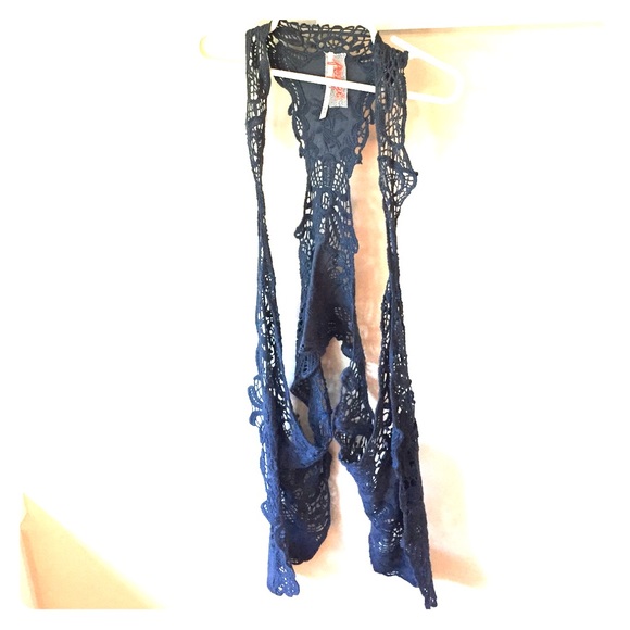 Blue Crochet Free People Vest