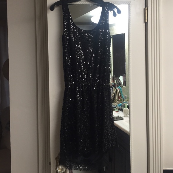 Black sequin cocktail dress