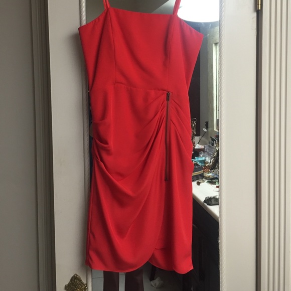 Strapless coral dress