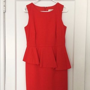 Red peplum sheath dress