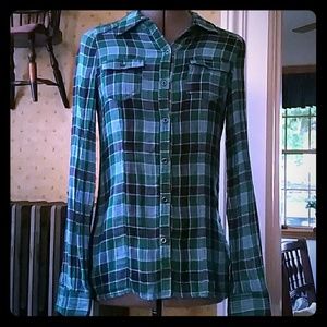 Green and brown lightweight flannel