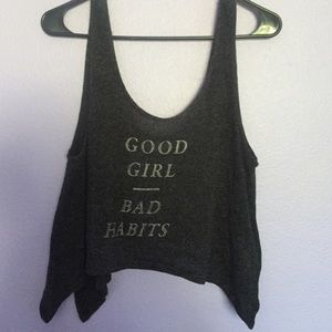 Black crop top "good girl bad habits"