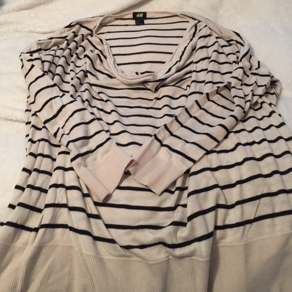 H&M Sweaters - Cream/black striped cowl neck sweater