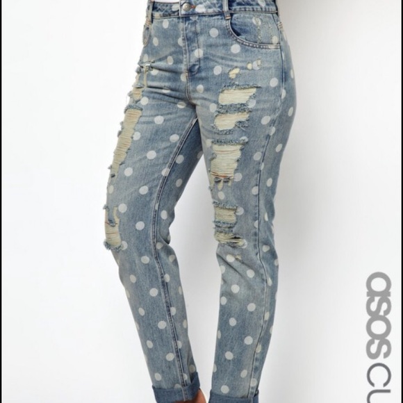 Asos Curve Destructed Polka Dots Jeans