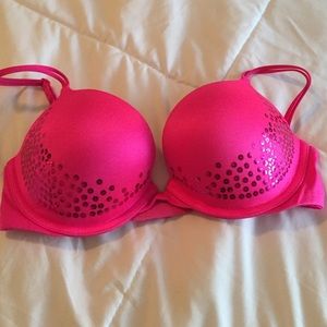 Pink push up bra with sequin detail 34C