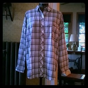 Oversized lightweight purple and white flannel