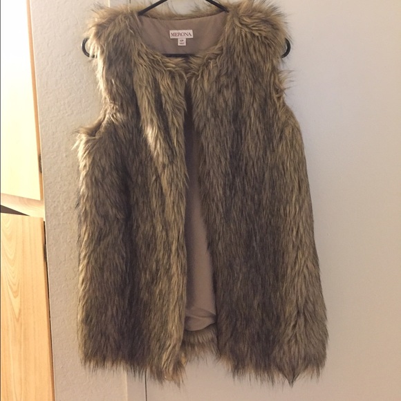 Brown faux fur vest