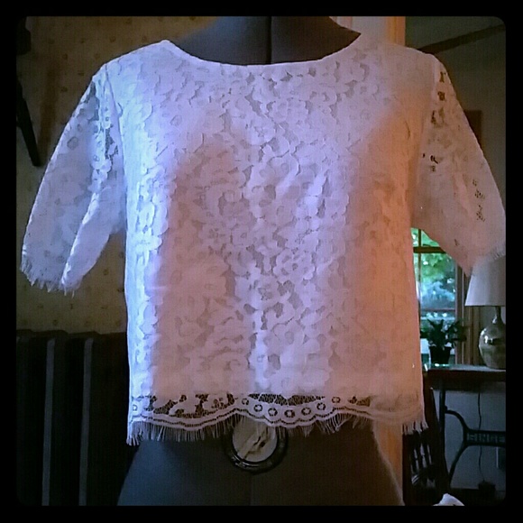 White lace crop top