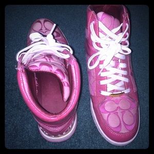 Coach high-top pink sneakers