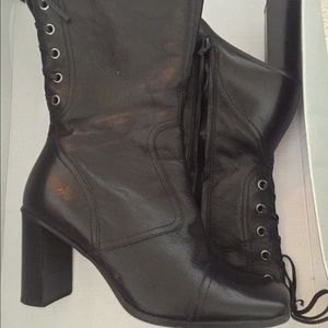 fabulous leather high heel combat boots!