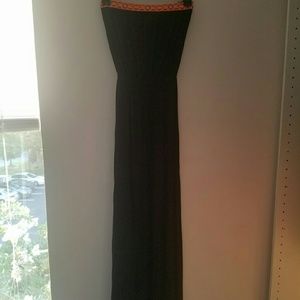 Black maxi dress with Aztec trim