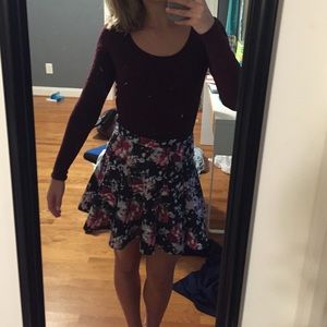 Black floral skirt