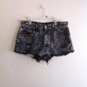 Distressed High waisted Levi Acid Wash Cut offs