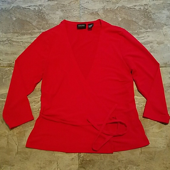 Red Wrap Style Top