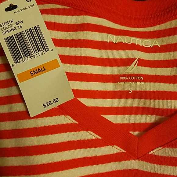 Nautica Striped V-Neck Top - Picture 2 of 3