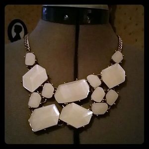 Geometric gold and white statement necklace