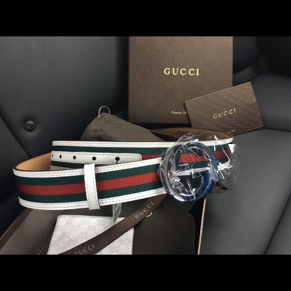 32% off Gucci Accessories - Authentic Gucci belt white red green 114984 H9V3N from Designer&#39;s ...