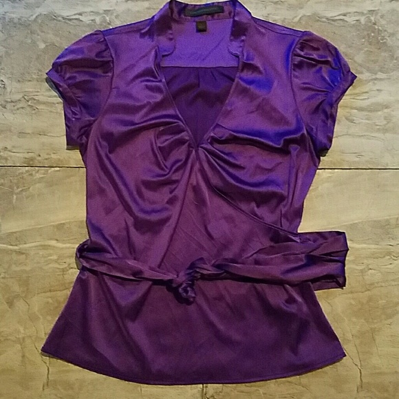 Express Purple Silky Wrap Top