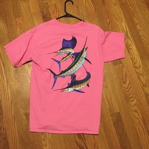 Pink guy Harvey shirt