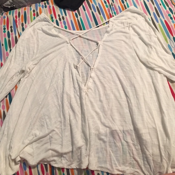 White flowy top with crisscross back