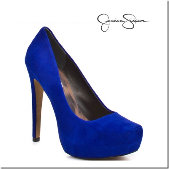 NWOT Blue Suede platform Jessica Simpson heels 7.5