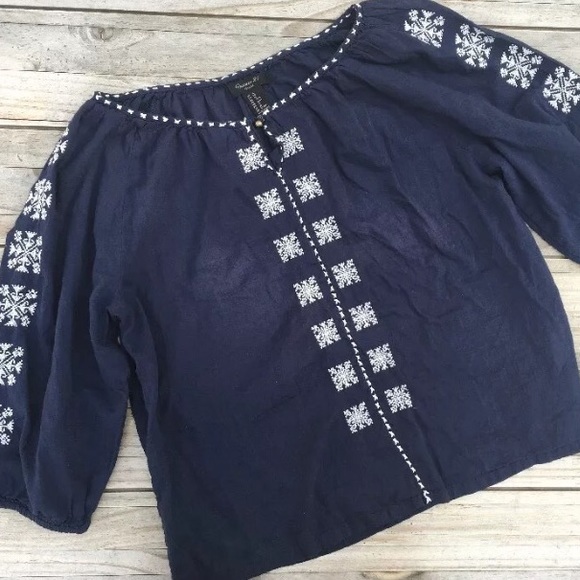 Forever 21 kids girls navy peasant top